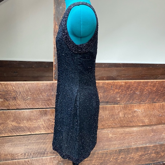 ✨HP✨ Vintage Laurence Kazar Beaded Silk Cocktail Dress - Picture 5 of 14